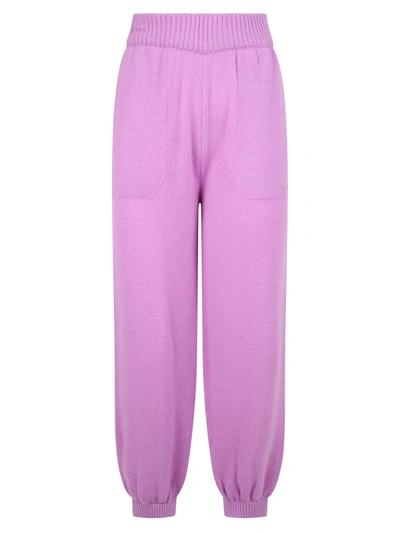 Shop Msgm Merino Wool And Cashmere Trousers In Purple
