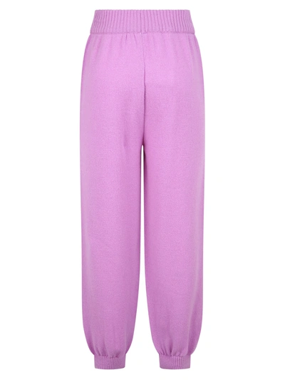 Msgm Merino-blend Knitted Track Pants In Purple