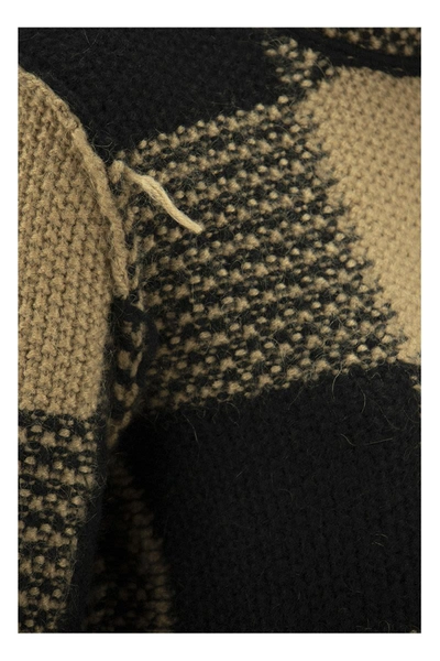 Shop Red Valentino Sweater With Macro Vichy Pattern In Camel/black