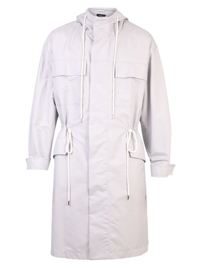 Shop Stella Mccartney Cotton Blend Trench Coat In Grey