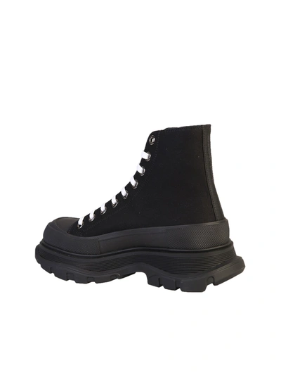 Shop Alexander Mcqueen Canvas Ankle Boots In Black