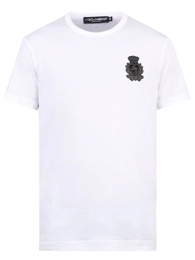 Shop Dolce & Gabbana Logo Embroidery Cotton T-shirt In White