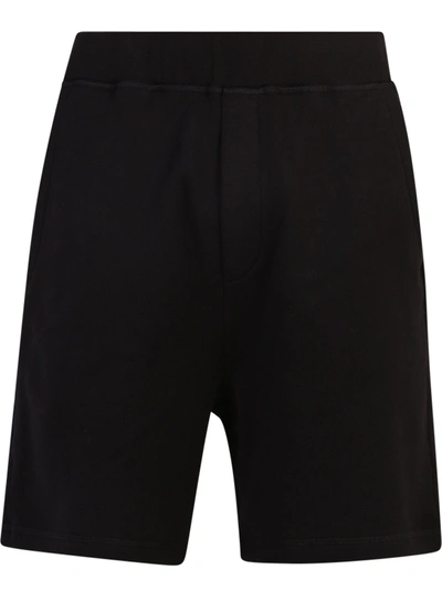 Shop Dsquared2 Printed Cotton Bermuda Shorts In Black