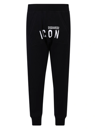 Shop Dsquared2 Printed Cotton Trousers In Black