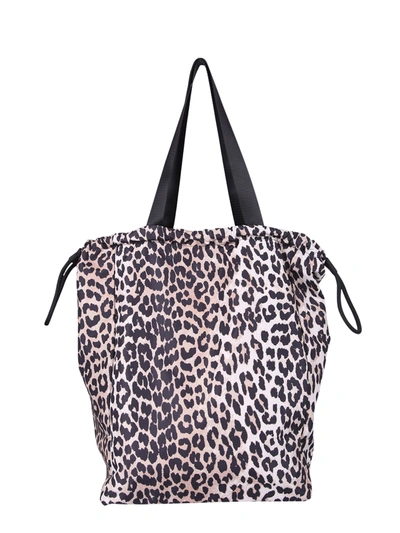Shop Ganni Leopard Print Bag In Multi