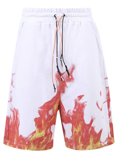 Shop Ihs Printed Cotton Bermuda Shorts In White