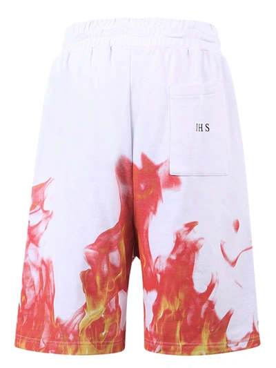Shop Ihs Printed Cotton Bermuda Shorts In White