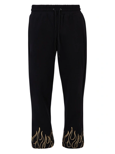 Shop Ihs Printed Cotton Trousers In Black