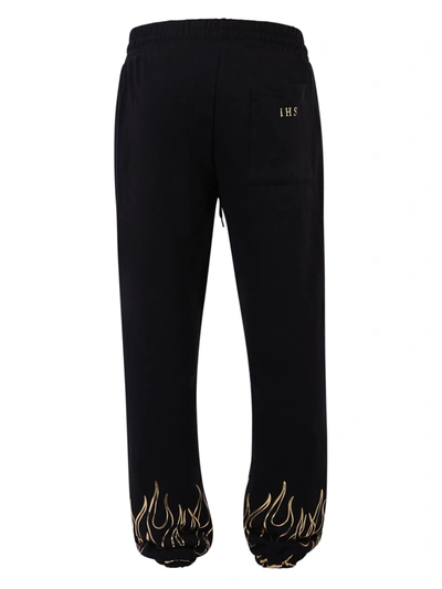 Shop Ihs Printed Cotton Trousers In Black