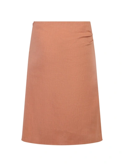 Shop Jacquemus Hemp And Wool Skirt In Brown