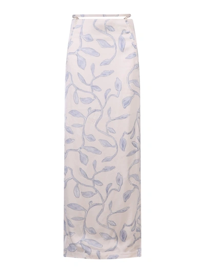 Shop Jacquemus Printed Viscose Skirt In White