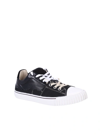 Shop Maison Margiela Canvas And Leather Sneakers In Black
