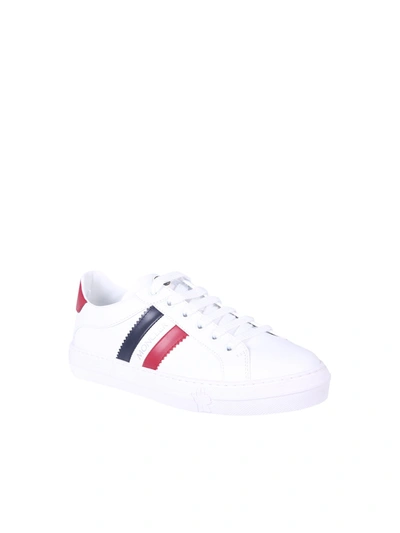 Shop Moncler Leather Sneakers In White