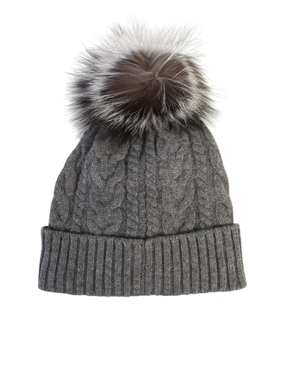 Shop Moncler Virgin Wool And Cashmere Beanie Hat In Grey