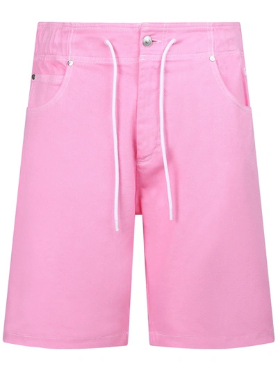 Shop Msgm Cotton Bermuda Shorts In Pink