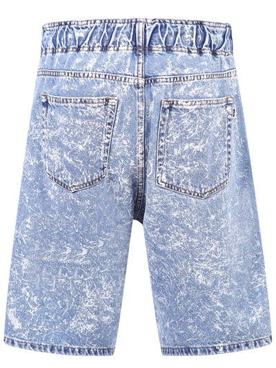 Shop Msgm Denim Bermuda Shorts In Blue