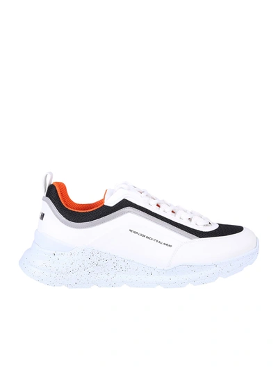 Shop Msgm Logo Print Leather Sneakers In White