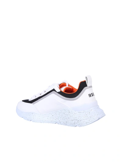 Shop Msgm Logo Print Leather Sneakers In White