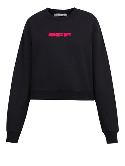 Shop Off-white Logo Print Cotton Sweatshirt In Black