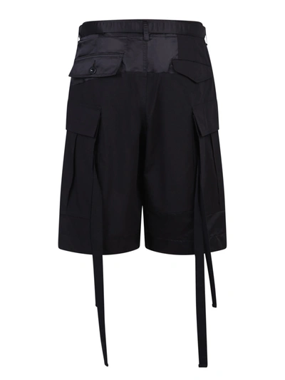 Shop Sacai Patchwork Cotton And Nylon Bermuda Shorts In Black