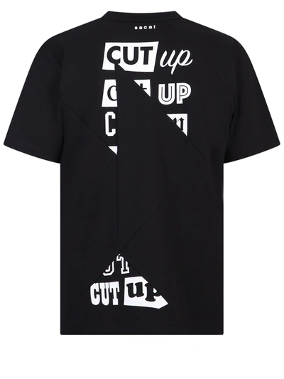 Shop Sacai Printed Cotton T-shirt In Black