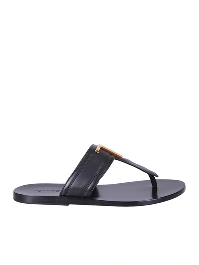 Shop Tom Ford Leather Sandals In Black