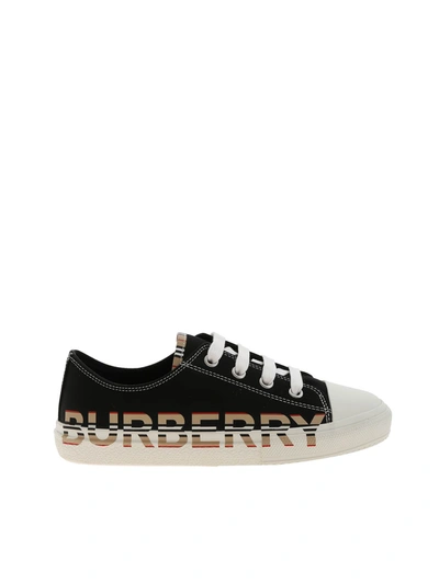 Shop Burberry Mini Larkhall Sneakers In Black