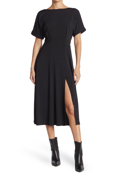 Shop Alexia Admor Lana Draped Bodice Floral Midi Dress In Black