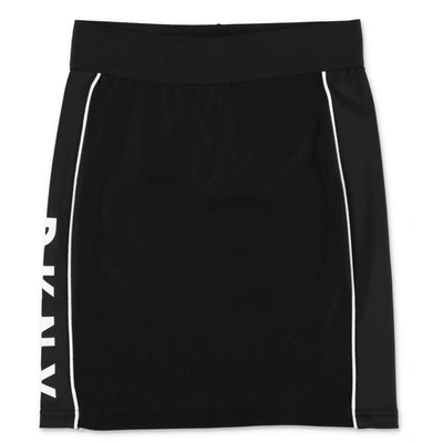 Shop Dkny Kids Logo Printed Skirt In Black