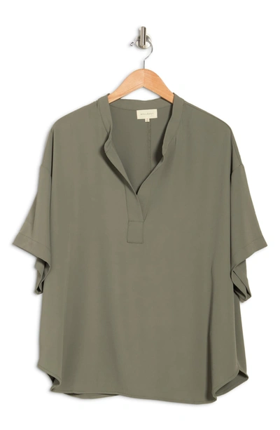 Shop Melloday Notch Neck Blouse In Olive