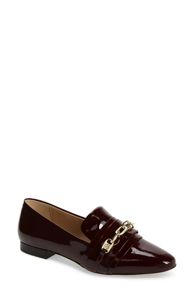 Shop Karl Lagerfeld Nikki Buckle Patent Leather Loafer In Wine Patent Leather