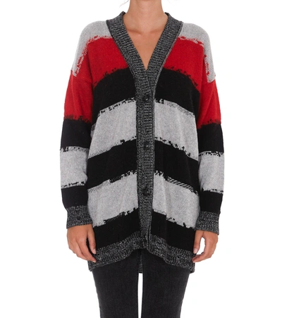 Shop Pinko Striped Knitted Cardigan In Multi