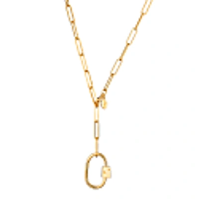 Scream Pretty Gold Oval Carabiner Long Link Chain Necklace In Chain