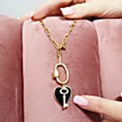 Scream Pretty Gold Oval Carabiner Long Link Chain Necklace In Chain