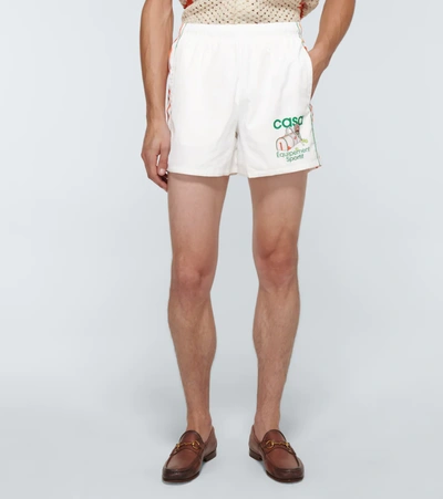 Shop Casablanca Équipement Sportif Printed Shorts In White