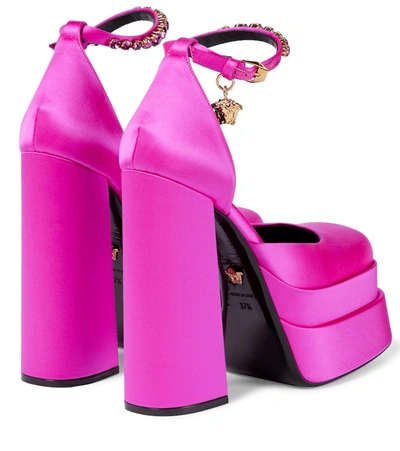 Shop Versace Medusa Aevitas Satin Platform Pumps In Pink