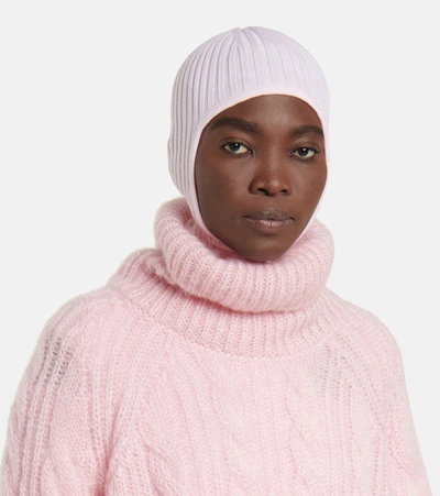 Shop Cecilie Bahnsen Gigi Wool Knit Balaclava In Pink