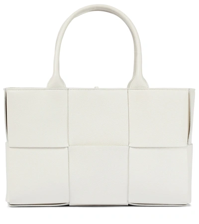 Shop Bottega Veneta Arco Small Leather Tote Bag In White