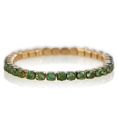 Shay Jewelry Thread 18kt Gold Ring With Green Garnets In Green