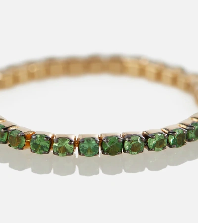 Shay Jewelry Thread 18kt Gold Ring With Green Garnets In Green