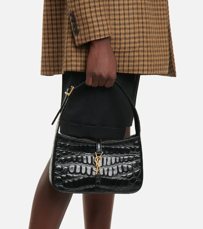 Shop Saint Laurent Le 5 À 7 Leather Shoulder Bag In Black