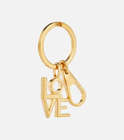 Shop Saint Laurent Love Key Chain In Gold