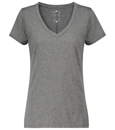 Shop Velvet Lilith Cotton T-shirt In Grey