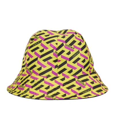 Shop Versace La Greca Signature Reversible Bucket Hat In Black