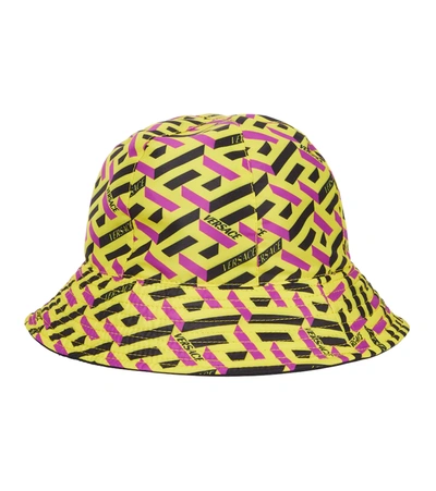 Shop Versace La Greca Signature Reversible Bucket Hat In Black