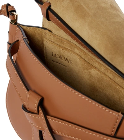 Shop Loewe Gate Dual Mini Leather And Jacquard Shoulder Bag In Brown
