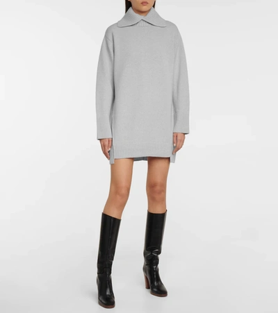 Shop Dorothee Schumacher Timeless Ease Wool And Cashmere Minidress In Grey