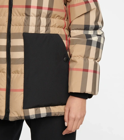 Shop Burberry Checked Puffer Jacket In Beige