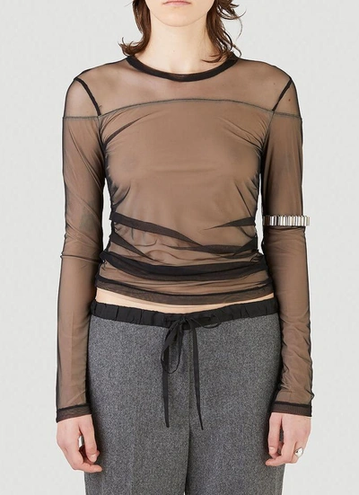 Shop Helmut Lang Tulle Layered Top In Black