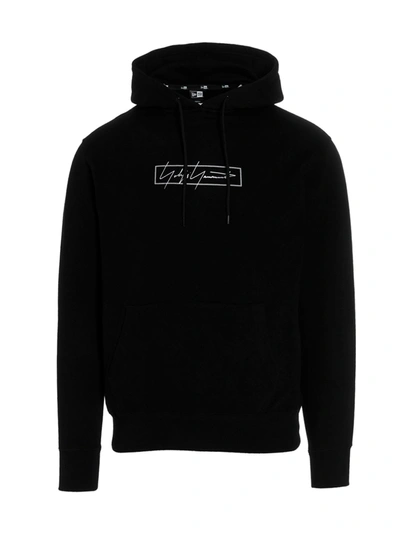 Shop Yohji Yamamoto X New Era Logo Printed Drawstring Hoodie In Black